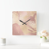 Eleganter, moderner Goldmarmor aus Kupferglas-Rose Quadratische Wanduhr (Zuhause)