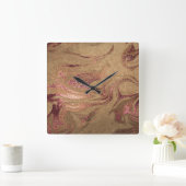 Eleganter, moderner Goldmarmor aus Kupferglas-Rose Quadratische Wanduhr (Zuhause)