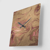 Eleganter, moderner Goldmarmor aus Kupferglas-Rose Quadratische Wanduhr (Winkel)