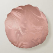 Eleganter, moderner Goldmarmor aus Kupferglas-Rose Rundes Kissen (Rückseite)