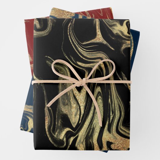Eleganter moderner Goldmarmor Geschenkpapier Set (Beispiel)