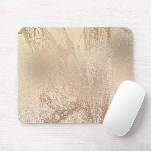 Eleganter, moderner Goldmarmor-Glitzer aus Kupferg Mousepad (Mit Mouse)