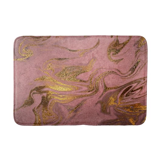 Eleganter, moderner Goldmarmor und Rose Badematte (Vorderseite)