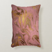 Eleganter, moderner Goldmarmor und Rose Dekokissen (Vorderseite(Vertikal))