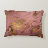 Eleganter, moderner Goldmarmor und Rose Dekokissen (Rückseite)