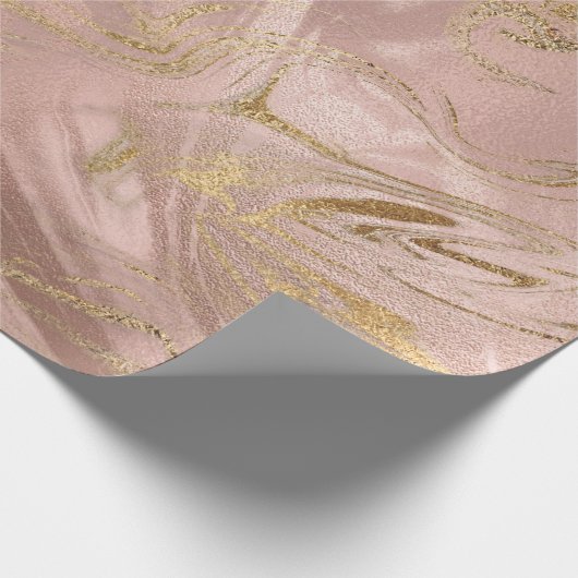 Eleganter moderner Goldmarmor- und Rose-Look Geschenkpapier (Ecke)