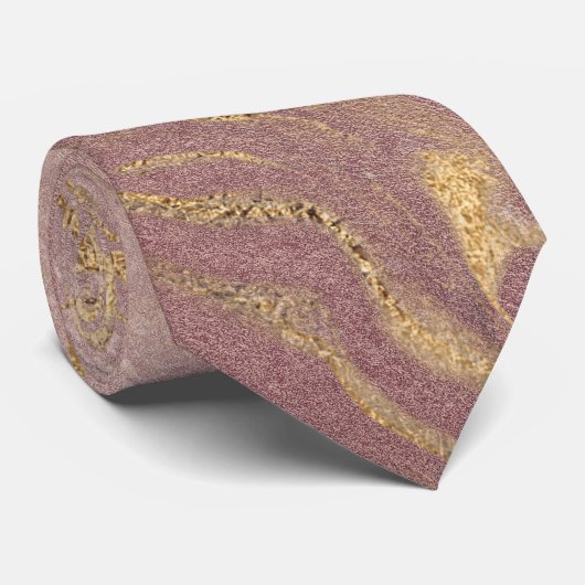Eleganter moderner Goldmarmor- und Rose-Look Krawatte (Gerollt)