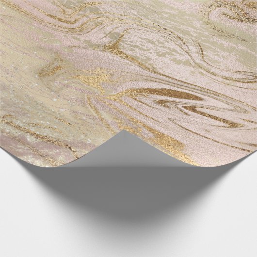 Eleganter, moderner Goldmarmor und Rose mit Glitze Geschenkpapier (Ecke)