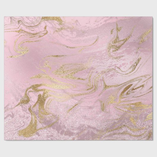 Eleganter, moderner Goldmarmor und Rose mit Glitze Geschenkpapier (Flach)