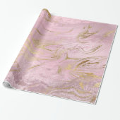 Eleganter, moderner Goldmarmor und Rose mit Glitze Geschenkpapier (Ungerollt)
