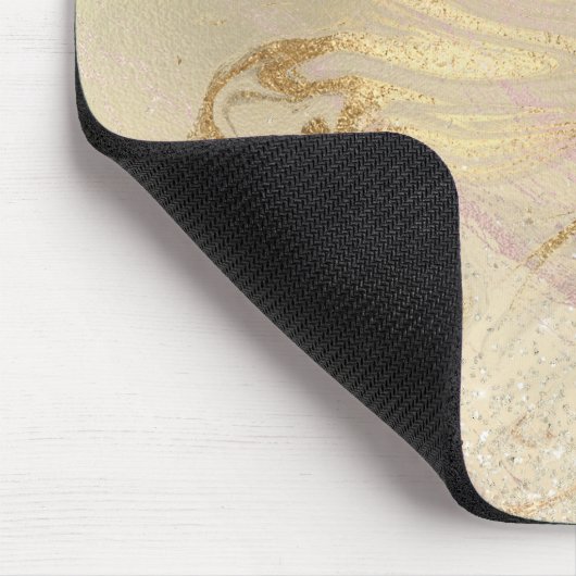 Eleganter, moderner Goldmarmor und Rose mit Glitze Mousepad (Ecke)