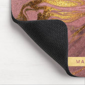 Eleganter, moderner Goldmarmor und Rose Mousepad (Ecke)