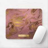 Eleganter, moderner Goldmarmor und Rose Mousepad (Mit Mouse)