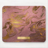 Eleganter, moderner Goldmarmor und Rose Mousepad (Vorne)