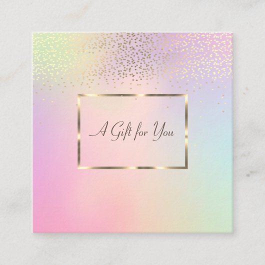 Eleganter moderner Goldrahmen, Konfetti Holographi Rabattkarte (Vorderseite)