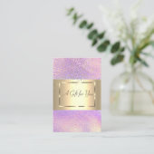 Eleganter moderner Goldrahmen, Konfetti Holographi Rabattkarte (Stehend Vorderseite)