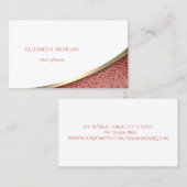 Eleganter moderner Goldrand, weiß, roter Marmor Visitenkarte (Vorne/Hinten)