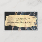 Eleganter moderner Goldrausch Schlaganfall Schwarz Visitenkarte (Rückseite)