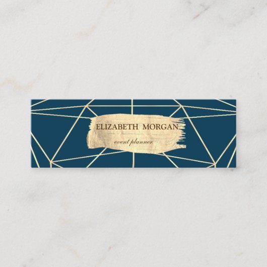 Eleganter moderner Goldrausch Stroke Geometric Mini Visitenkarte (Vorderseite)