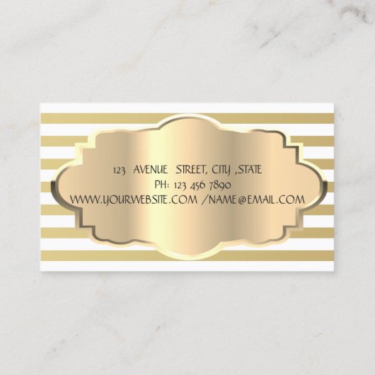 Eleganter, moderner Goldstreifen, Goldrahmen Visitenkarte (Rückseite)