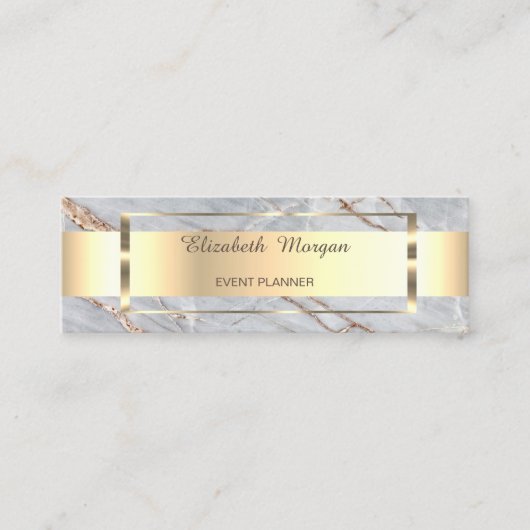 Eleganter moderner Goldstreifen-Rahmen, Marmor Mini Visitenkarte (Vorderseite)
