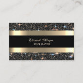 Eleganter, moderner Goldstreifen, schwarzer Glitze Visitenkarte (Vorderseite)