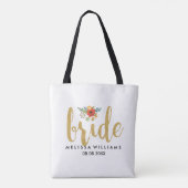 Eleganter moderner Goldtext-Bride-Blumenakzent Tasche (Rückseite)