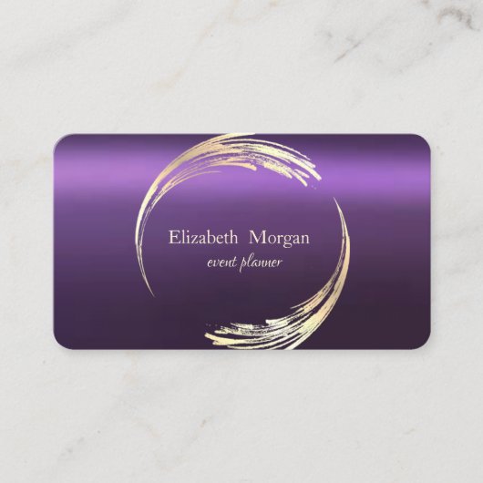 Eleganter moderner Goldzirkel Lila Visitenkarte (Vorderseite)