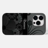 Eleganter moderner gotischer Schwarzer Hibiskus kr Case-Mate iPhone Hülle (Rückseite (Horizontal))