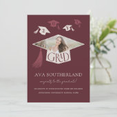 Eleganter moderner Grad Cap & Tassel Foto Abschlus Ankündigung (Stehend Vorderseite)