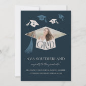 Eleganter moderner Grad Cap & Tassel Foto Abschlus Ankündigung (Vorderseite)