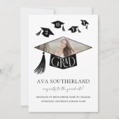Eleganter moderner Grad Cap & Tassel Foto Abschlus Ankündigung (Vorderseite)