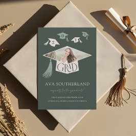 Eleganter moderner Grad Cap & Tassel Foto Abschlus Ankündigung