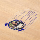Eleganter, moderner Grad Foto Abschluss, Navy Blue Acryleinladungen (Ablage )