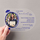 Eleganter, moderner Grad Foto Abschluss, Navy Blue Acryleinladungen (Insitu (Handheld))