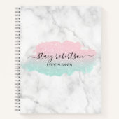 Eleganter moderner Gradient Rose Goldminze Glitzer Notizblock (Vorderseite)