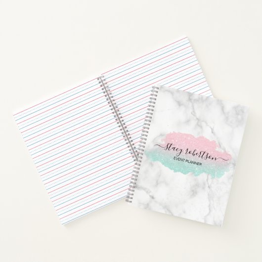 Eleganter moderner Gradient Rose Goldminze Glitzer Notizblock (Innenseite)