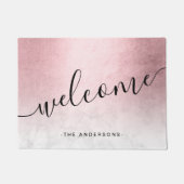 Eleganter, moderner Gradient Rose, weißer Marmor Fußmatte (Vorderseite)