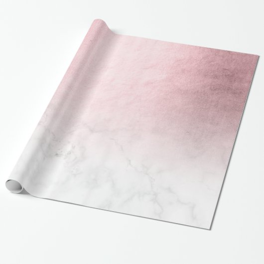 Eleganter, moderner Gradient Rose, weißer Marmor Geschenkpapier (Ungerollt)