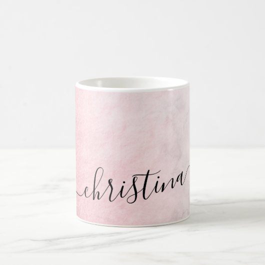 Eleganter, moderner Gradient Rose, weißer Marmor Kaffeetasse (Mittel)