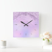 Eleganter, moderner Gradient, violetter Glitzer-Ma Quadratische Wanduhr (Zuhause)
