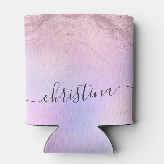 Eleganter moderner Gradienten Rose Gold Glitzer li Dosenkühler (Rückseite)