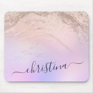 Eleganter moderner Gradienten Rose Gold Glitzer li Mousepad