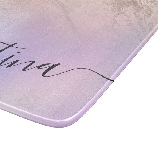 Eleganter moderner Gradienten Rose Gold Glitzer li Schneidebrett (Ecke)