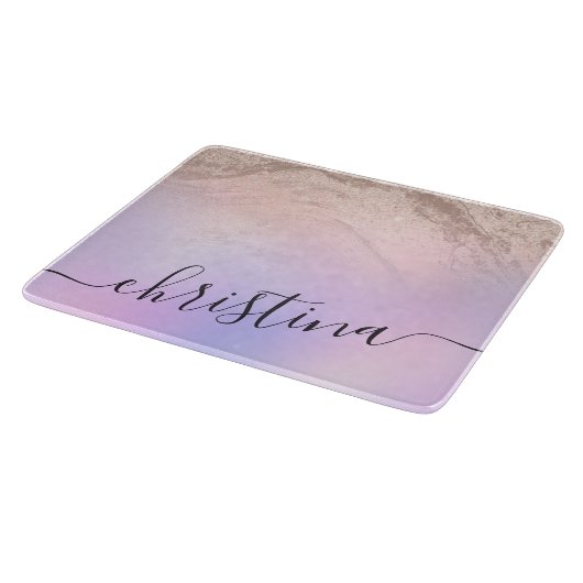 Eleganter moderner Gradienten Rose Gold Glitzer li Schneidebrett (Ecke)
