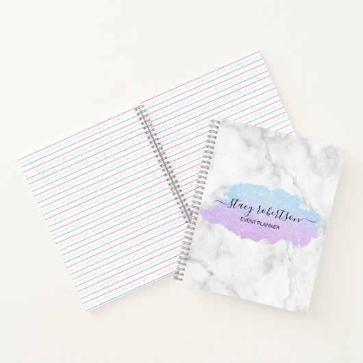 Eleganter moderner Gradientenblau lila Glitzer Notizblock (Innenseite)