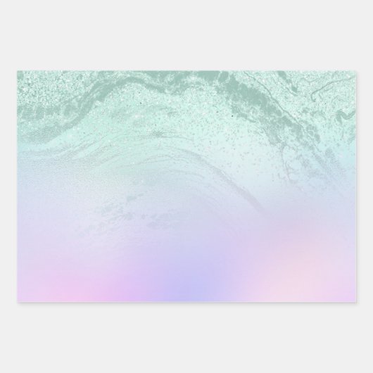 Eleganter moderner Gradientenmarmor-Glitzer Geschenkpapier Set (Vorderseite)