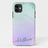 Eleganter moderner Gradientenminzgrün Glitzer lila Case-Mate iPhone Hülle (Rückseite)