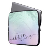 Eleganter moderner Gradientenminzgrün Glitzer lila Laptopschutzhülle (Vorderseite Links)