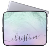 Eleganter moderner Gradientenminzgrün Glitzer lila Laptopschutzhülle (Vorderseite)